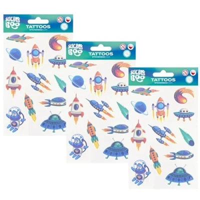 Afbeelding van Ruimte Kindertattoo Set, Afwasbare Kindertattoos