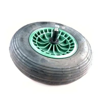 Afbeelding van Kruiwagenwiel 4.80/4.00x8 2ply band met kunststof velg groen as 20cm