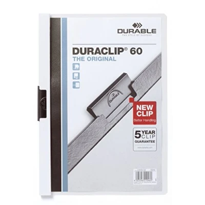 Afbeelding van Durable Duraclip 223802 clip on map A4, PVC, voor 1 60 vellen, 5 stuks, wit