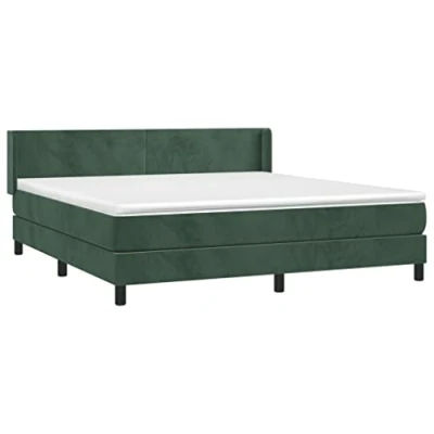 Image de vidaXL Sommier à lattes de lit et matelas Vert foncé 180x200cm Velours