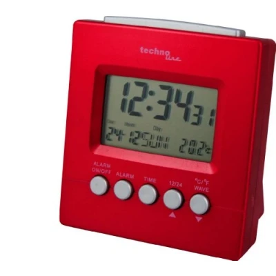 Afbeelding van Technoline WT 228 radiowekker, rood metallic, 7,7 x 4 7,8 cm,