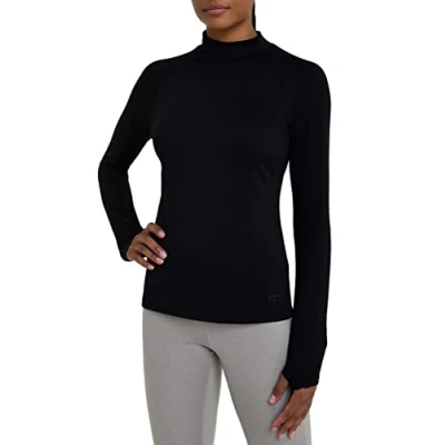 Afbeelding van SuperThermal Compressietop met Lange Mouwen en Mock hals voor Dames Zwart