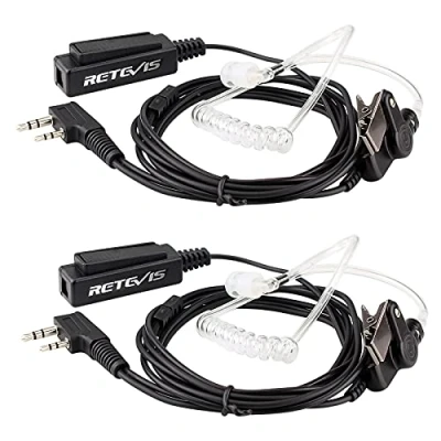 Afbeelding van Retevis Walkietalkie Headset 2 Pin Akoestische Buis Hoofdtelefoon MIC Grote PTT Oortelefoon Compatibel met RT24 RT22 RT27 RT5 Baofeng BF 88E 888S Kenwood HYT WOUXUN (2 stuks)