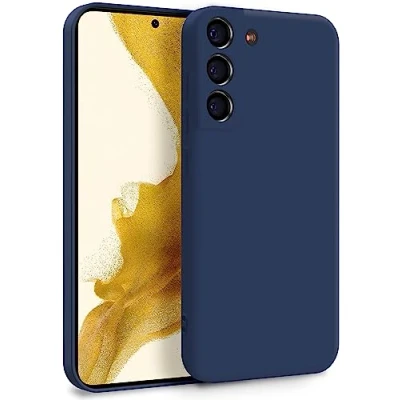 Afbeelding van MyGadget Beschermhoes van siliconen, compatibel met Samsung Galaxy S22, zachte en soepele hoes TPU, microvezelvoering, extra dun licht, donkerblauw