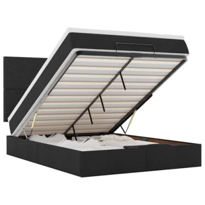 Afbeelding van vidaXL Ottoman bed met matras en LED&#039;s 140x190cm stof zwart