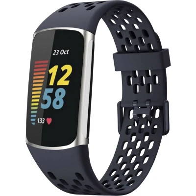 Afbeelding van imoshion bandje Geschikt voor Fitbit Charge 5 / 6 Siliconen sport met gaatjes Donkerblauw