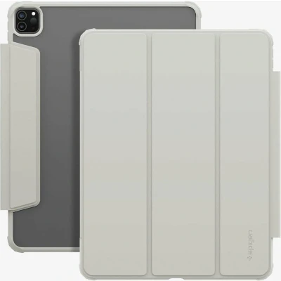 Afbeelding van Spigen AirSkin Pro Hoes Geschikt voor iPad 12.9 (2022/2021) Book Case met Standaard Sleep/Wake Functie Magnetisch Afneembare Cover Grijs