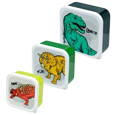 Afbeelding van Brooddoos snackdoosjes dino set van 3