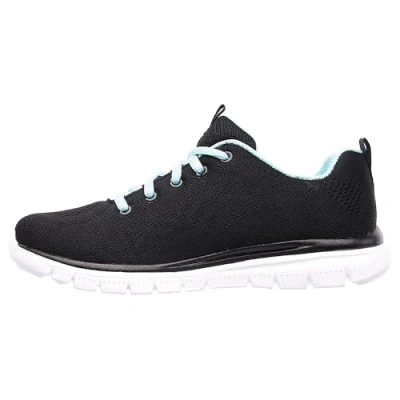 Image de Skechers Femme Baskets Graceful Get Connected, Black Mesh Turquoise Trim, 37 EU