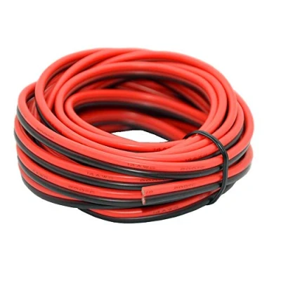 Afbeelding van Elektrische draad van siliconen, 2,0 mm², 14 AWG, parallel met 2 geleiders, 10 m, zwart, 5 rood, zuurstofvrij, verbindingskabel, koperdraad, hittebestendig