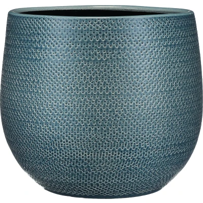 Afbeelding van Mica Decorations gabriel ronde bloempot blauw maat in cm: 25 x 29