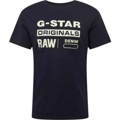 Afbeelding van G star T Shirt Navy Met Witte Opdruk (D14143 336 6067)