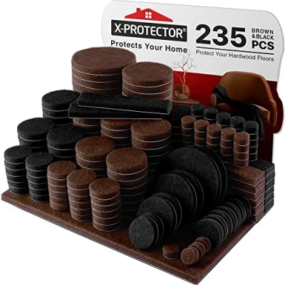 Afbeelding van X Protector 235 stuks zelfklevende viltglijders meubelglijders bruin en zwart glijders voor meubels beschermen je vloeren
