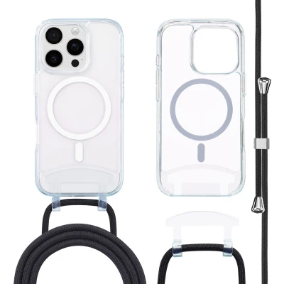 Afbeelding van imoshion Hoesje Geschikt voor iPhone 16 Pro met koord MagSafe Backcover afneembaar Transparant