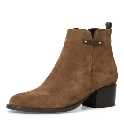 Afbeelding van Tamaris Enkellaarsjes met plateauzool, Dames, Maat: 36, Taupe Leer