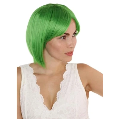 Afbeelding van Prettyland Lichtgroen Vrouwen Mannen Pruik Korte Haar Vierkante Cut Glad Party C398