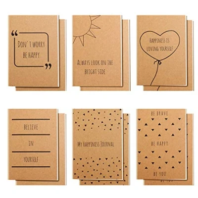 Afbeelding van Bell Vous 12 pak Kleine Zak A6 Gelijnde Bruine Kaft Hobby Notitieboekjes 10,5 x 14,8cm 6 Engelse Ontwerpen 80 Papieren Pagina’s Vrolijke Thema’s voor Reizen &amp; Kantoor