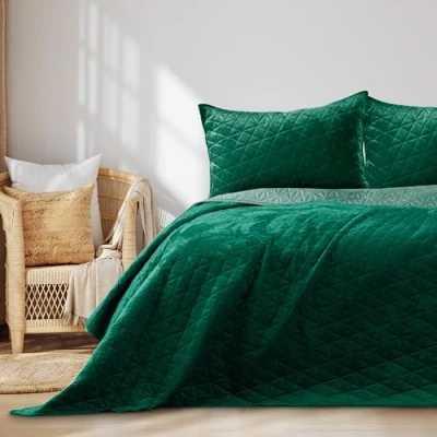 Afbeelding van AmeliaHome Velvet sprei, polyester, Laila groen, 240x260 cm