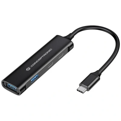Afbeelding van Conceptronic HUBBIES12B USB C (USB 3.2 Gen 2) multiport hub 4 poorten Zwart