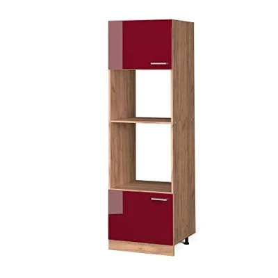 Afbeelding van Vicco Magnetronkast R Line, Bordeauxrode hoogglans/Bruin, 60 cm