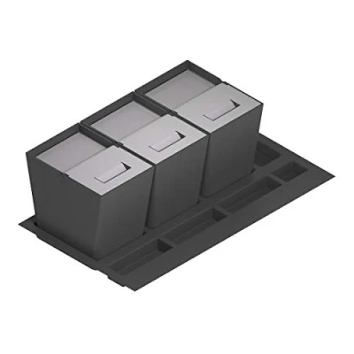 Afbeelding van Afvalemmer en recycling voor keukenlade deksel van roestvrij staal, polypropyleen antraciet, 900 mm breedte / hoog product 235