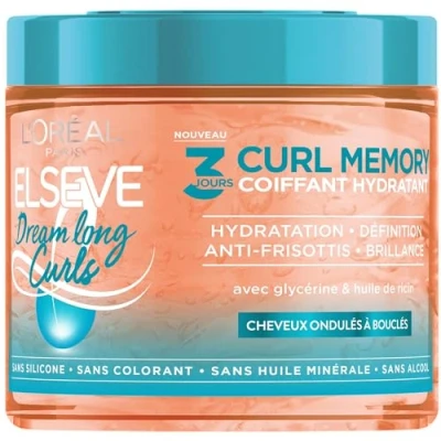 Afbeelding van L&#039;Oréal Paris Hydraterende stylinggel voor 3 dagen Curl Memory krullend haar krullen Ricinusolie Siliconenvrij Elseve Dream Long Curls 400 ml