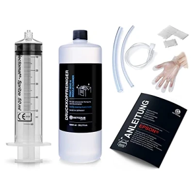 Afbeelding van Octopus Nozzlereiniger, printerkopreiniger, compatibel met Epson printkoppen adapters voor slangen (1000 ml)