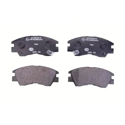 Afbeelding van HELLA 8DB 355 005 781 Remblokkenset Met akoestische slijtagewaarschuwing MITSUBISHI: L200 II Pickup, L300 / Delica III Platform Chassis, PAJERO 1