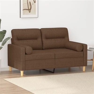Afbeelding van vidaXL Tweezitsbank met sierkussens 120 cm stof bruin
