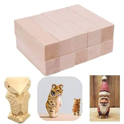 Afbeelding van TOKERD 20 stuks Whittling en Carving Houten Blokken Onafgewerkte Basswood Blocks Zacht Hout Set voor Beginners Professional(10 x 2,5 cm)