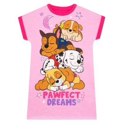 Afbeelding van Nachtjapon voor meisjes, Paw Patrol, Skye nachthemd kinderen, nachtjurk met korte mouwen, Roze