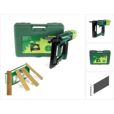 Afbeelding van Prebena 2XR J50 pneumatisch spijkerapparaat in transportkoffer + brads 25 mm 5000 stuks gemaakt van gegalvaniseerd staal, gehard