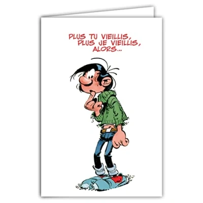 Afbeelding van Afie Gaston Lagaffe GLCT 0108, Verjaardagskaart met slakkenmotief, bloemen en een cocktail