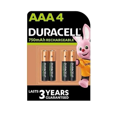 Afbeelding van 4 x Duracell AAA oplaadbaar 750 mAh (1 blister met batterijen), Ministilo oplaadbare batterijen