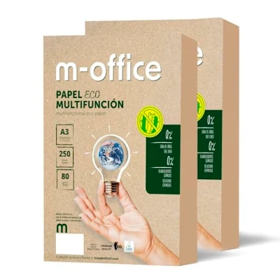 Afbeelding van gerecycled papier DIN A3, set A3 80 g, kopieer en printerpapier, 1 verpakking met 250 vellen 100% · m office (250 vellen)