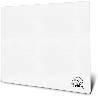 Afbeelding van SkyPAD 3.0 XL glazen gaming muismat met cloudlogo. Grote professionele muismat, 400 x 500 mm, wit. Speciaal glasoppervlak verbeterde precisie en snelheid