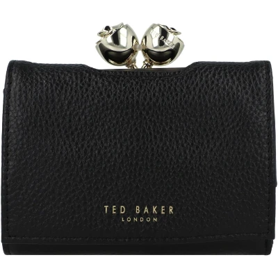 Afbeelding van Ted Baker Leren portemonnee Roosa Rose Detail Leather Bobble Purse Black zwart