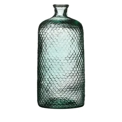 Afbeelding van Natural Living Bloemenvaas Scubs Bottle helder geschubt transparant glas D18 x H42 cm Fles vazen