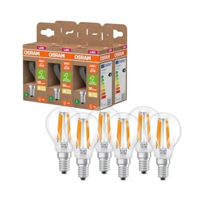 Afbeelding van OSRAM Klassieke wereldbol, met decoratief led filament, energie efficiëntieklasse A, E27, 2,2 W, 470 lm, 4000 K, koudwit. Zonder opwarming, 100% onmiddellijke verlichting. 6 verpakkingen
