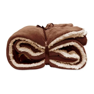 Afbeelding van Lars coral fleece/suede plaid rocky brown 150x200 cm Unique Living