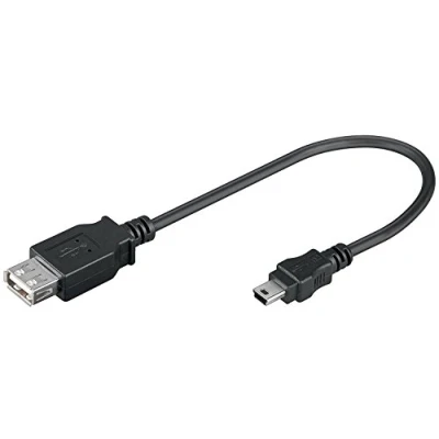 Afbeelding van USB Mini B (m) A (v) adapter USB2.0 tot 1A / zwart 0,20 meter