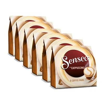 Afbeelding van Senseo Cappuccino koffiepads, klassieke melkopschuimer, koffie, nieuw recept, 6 stuks, x 8 pads