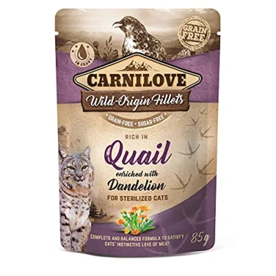 Afbeelding van CARNILOVE CAT POUCH Nat kattenvoer Kwartel, Taraxacum 85 g