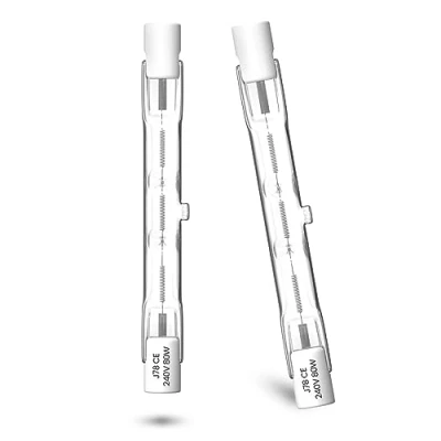 Afbeelding van Luxvista R7s Halogeenlampen, 78 mm, 80 W, dimbaar, lineair, halogeen, warmwit, 2800 K, halogeenprojector, J78 dubbele basis, komt overeen met 5 W led voor tuinverlichting, landschap, 2 stuks