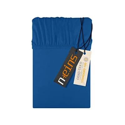 Afbeelding van npluseins hoeslaken Jersey 100% katoen bedlaken lakens in 22 kleuren 6 maten, ca. 70 x 140 cm, koningsblauw