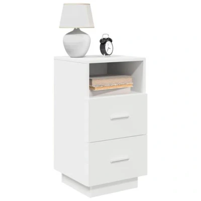 Image de vidaXL Table de chevet avec 2 tiroirs blanc 36x36x68 cm858578