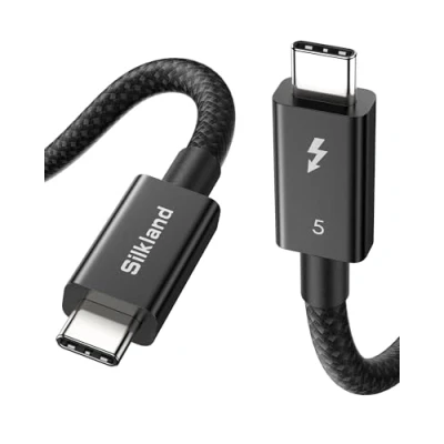 Afbeelding van Silkland Intel gecertificeerd 80Gbps Thunderbolt 5 kabel 1 m Prime gevlochten, tot 120 Gbps met Bandwidth Boost, Dual 8K/6K, snel opladen 240 W, compatibel 4/3, USB4, MacBook M4 Pro,