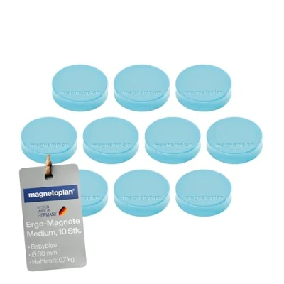 Afbeelding van Ergo magneten, maat M, diameter 30 mm x 8 mm, babyblauw, 10 stuks