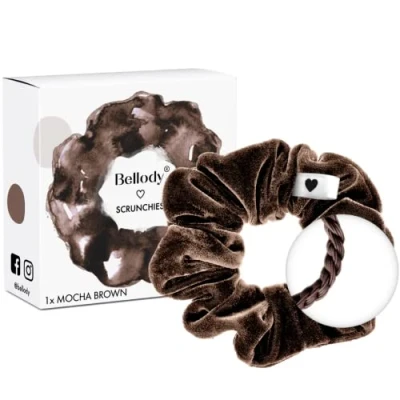 Afbeelding van Bellody® Originele haarelastiekjes, elegante haarklemmen voor een goede grip (1 stuk, fluweel, bruin)