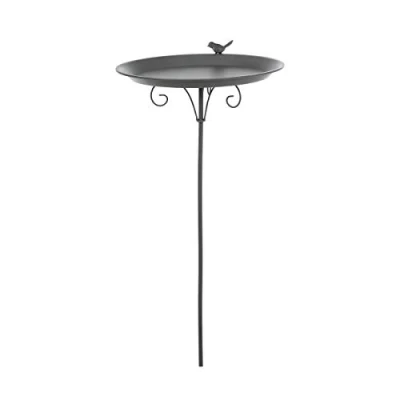 Afbeelding van Trixie vogeldrinkschaal / bad voor grondfixatie metaal grijs 35x35 cm 1,8 ltr
